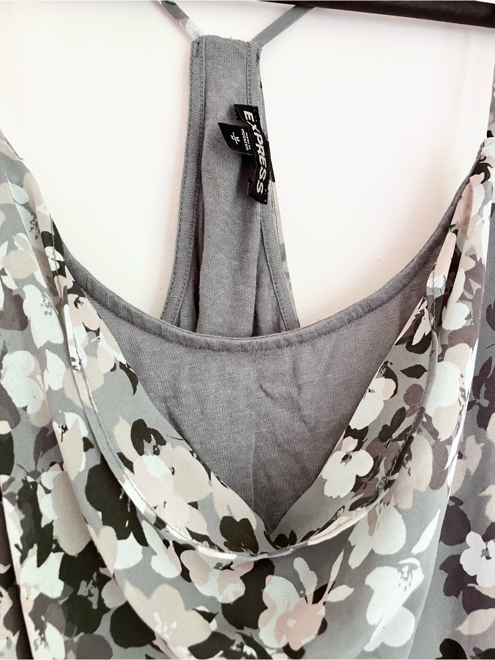 Express Y2K Layered Cowl Neck Tank - Picture 2 of 6